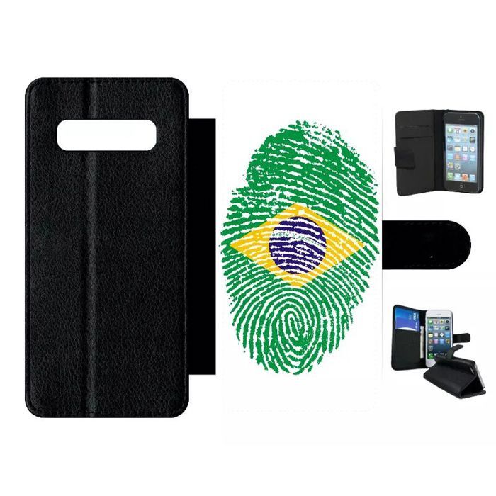 Etui a rabat - Noir Samsung Galaxy S10+ 60 EMPREINTE DIGITALE DRAPEAU BRESIL BRAZIL