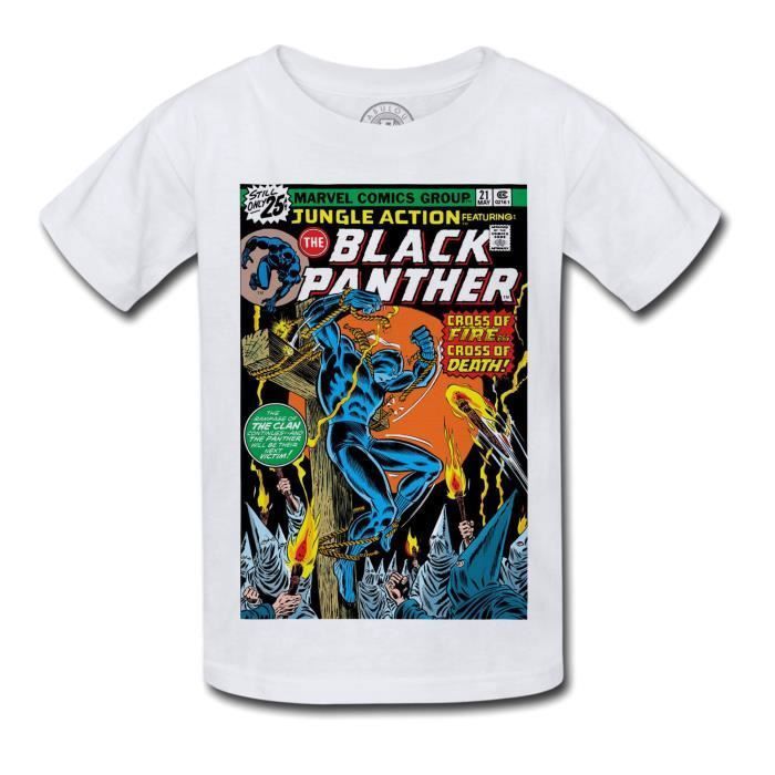 T-shirt Enfant Black Panther Marvel Couverture BD Comics Super Hero Vintage