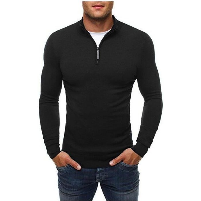 Pull Homme à Col en V Pull-Over Hommes Pull Tricoté en Maille Pull à Coton Sweater