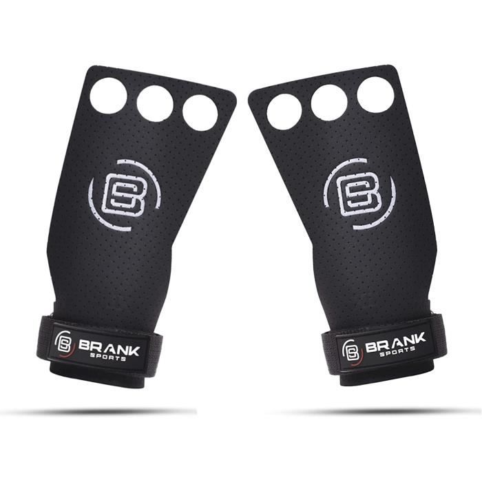 BRANK SPORTS Maniques Crossfit en Cuir Panther 3 Trous pour Protection des Mains - Crossfit / Gymnastique / musculation