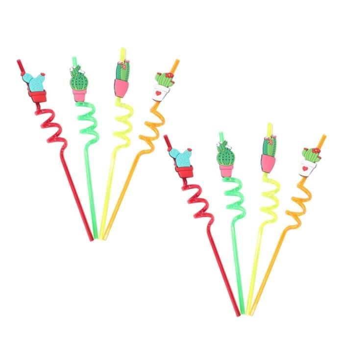 8 pièces couleur bonbon mignon belle paille de Cactus à boire décor pour anniversaire Hawaii fête Festival PAILLE NON JETABLE