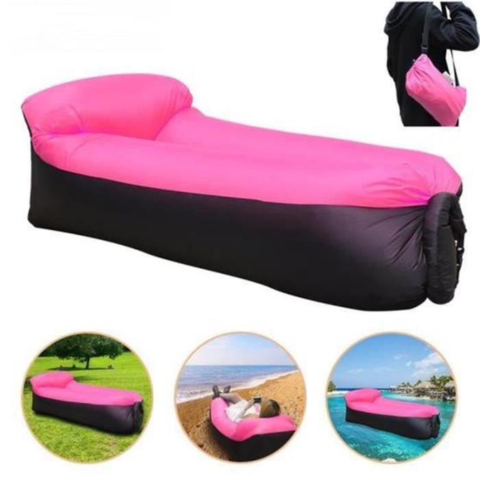 Gonflable Sofa , Excerando Canapé Gonflable Sac à Couchage Matelas Portable Lit en Plein Air pour Camping Plage Extérieur (rose)