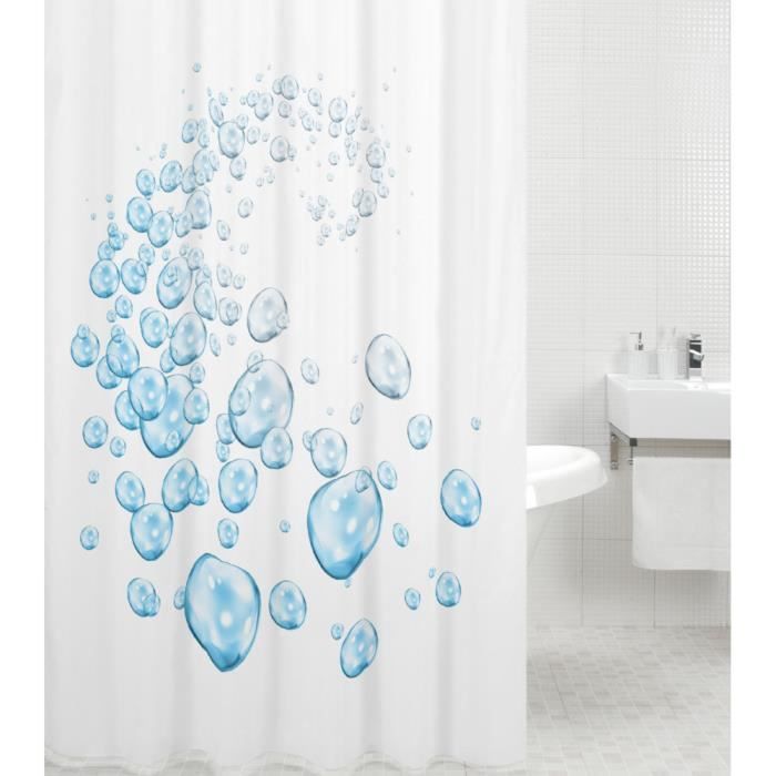 Rideau de douche Bulles d'eau 180 x 180 cm - de haute qualité - 12 anneaux inclus - imperméable - effet anti-moisissures