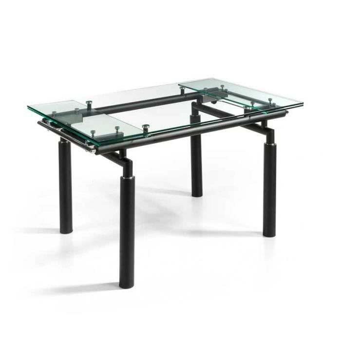 Table de repas extensible Verre/Noir mat - POKENO - L 140/200 x l 90 x H 76