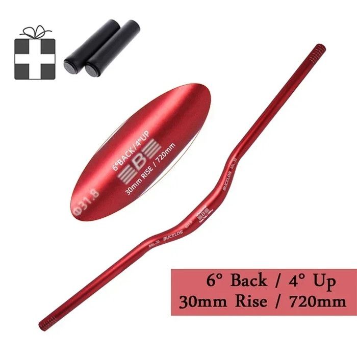 Guidon Plat Droit X-lite XLR Pro En Titane, Largeur 570mm, Diamètre 25.4mm, Pince Rouge - Occasion