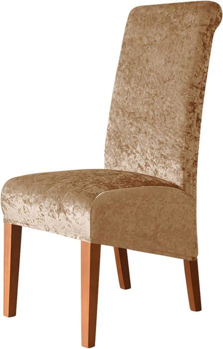 Lot 2 Housses De Chaise Velours NILUOH - Jupe Extensible Crème-jaune