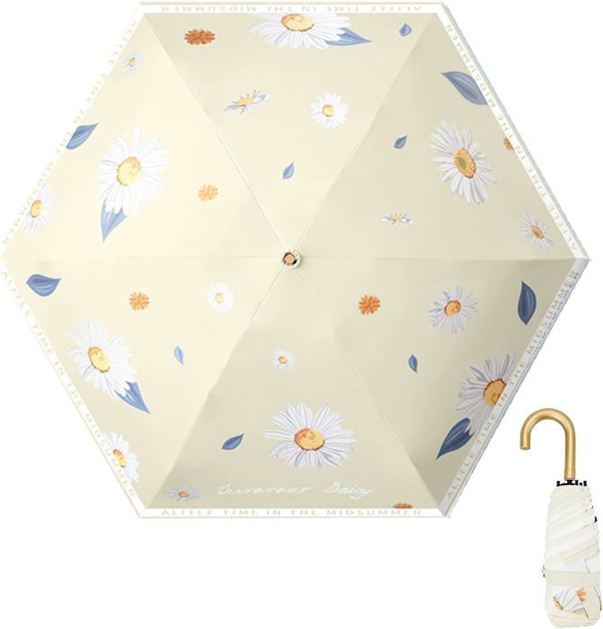 Parapluie Mini Portable UPF50+ - Ultra Léger, Compact, Anti-UV Et Imperméable - Pour Femme, Voyage - 2