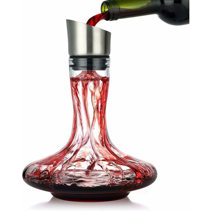 Carafe à Vin Rouge Avec Aérateur Intégré - Verre Cristal, Décanteur Iceberg Pour Bonifier Le Vin