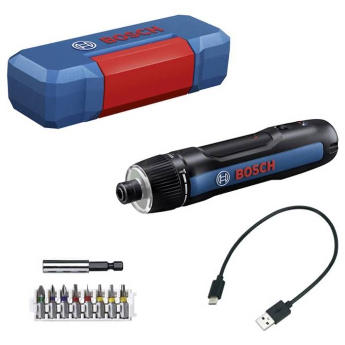 Bosch Professional tournevis sans fil Bosch GO 3 avec set de 8 embouts porte embout câble USB C mini coffret 06019H2201 - vue 3