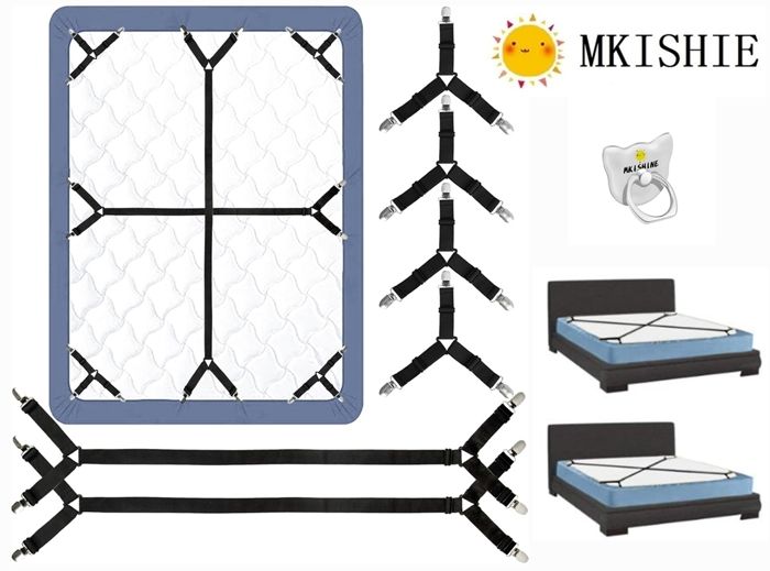 Tendeur Drap Housse MKISHINE 6 pcs Attache Drap Housse Réglable Tendeurs Réglables en Croix pour Drap-Housse Aide à La Literie