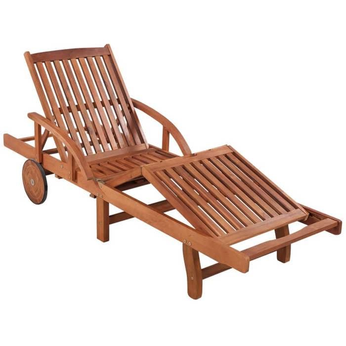 JLL*TOP - Chaise longue - Bain de soleil - avec table Bois dacacia solide LLL362