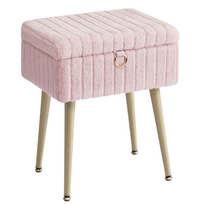 Tabouret de Coiffeuse - Rangement - Pieds Métal - Rose Bonbon - SONGMICS