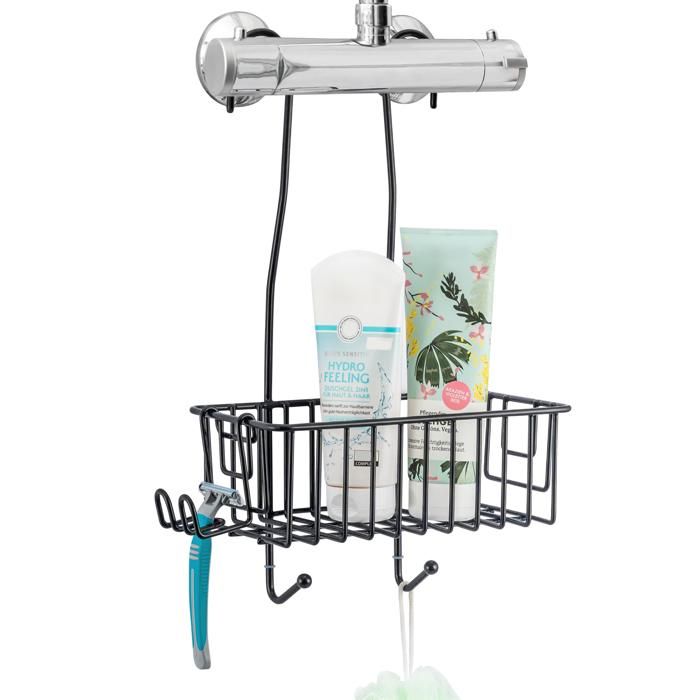 eluno étagère de douche panier de douche à accrocher à la robinetterie avec 1 panier haut noir