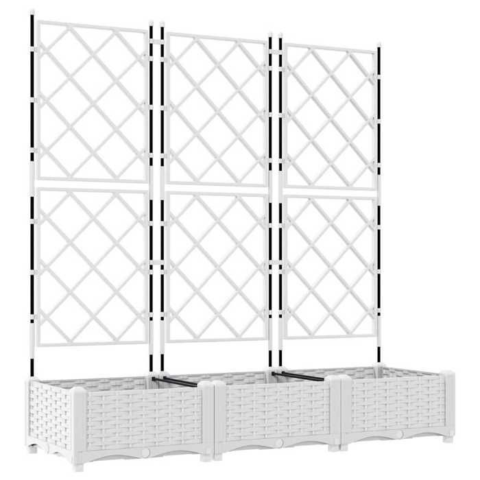 RUIG - NEUF JARDINIERE - BAC A FLEUR Jardinière avec treillis - 3 pcs Blanc 120x40x125.5 cm CL36935