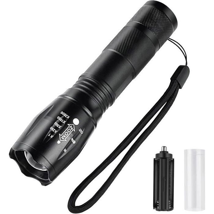 Lampe torche LED Ultra Puissante Étanche zoomable pour le Camping Le Plein Air Les Urgences La Randonnée ODIPIE