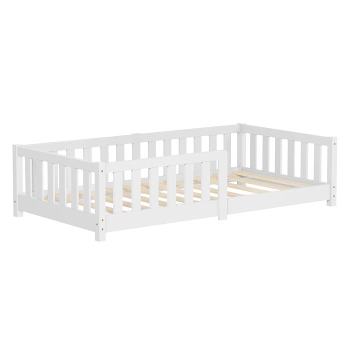 Lit au sol enfant ML-Design 80x160 cm en pin massif blanc sommier à lattes et antichute Montessori Lit au sol enfant ML-Design 80x160 cm en pin massif blanc sommier à lattes et antichute Montessori