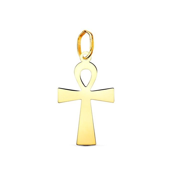 Pendentif Croix de Vie en or 18 carats 18 mm lisse