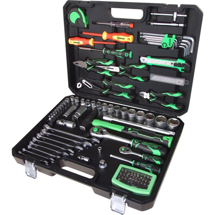 Jeu doutils universels - Competition - 106 pièces - 1/4 + 1/2 - Acier au chrome vanadium - Profil FlankTraction