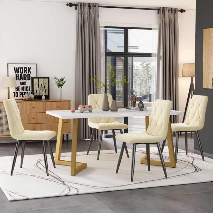 KoDise Ensemble table et chaises à manger - lin gris - avec 4 chaises