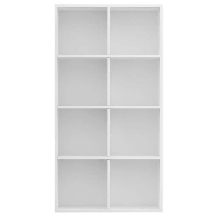 Bibliothèque blanche en bois dingénierie - MEUBLECHIC - 66x30x130 cm - 8 compartiments - Blanc