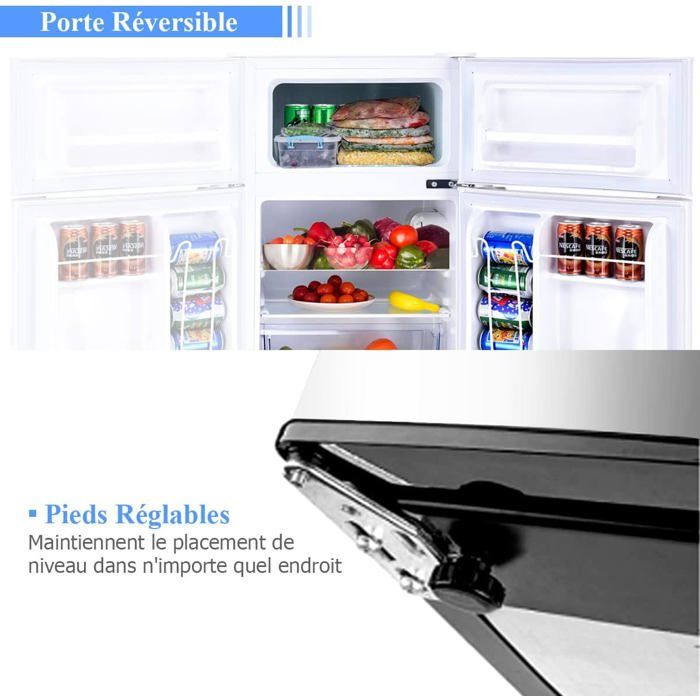 GIANTEX Réfrigérateur 90 L avec Mode Réfrigération / FraîcheurFrigo Silencieux avec Températures RéglablesBlanc