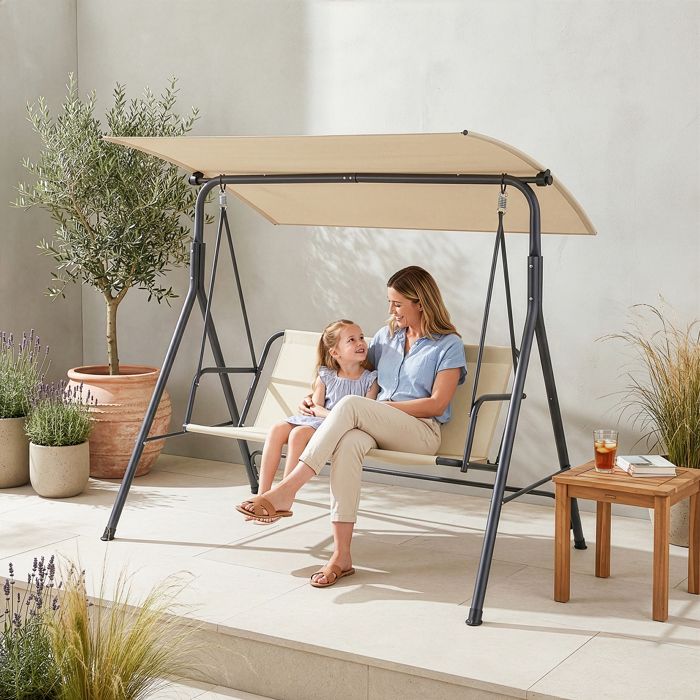 Balancelle Satten pour 3 personnes 173 x 119 x 153 cm gris / beige