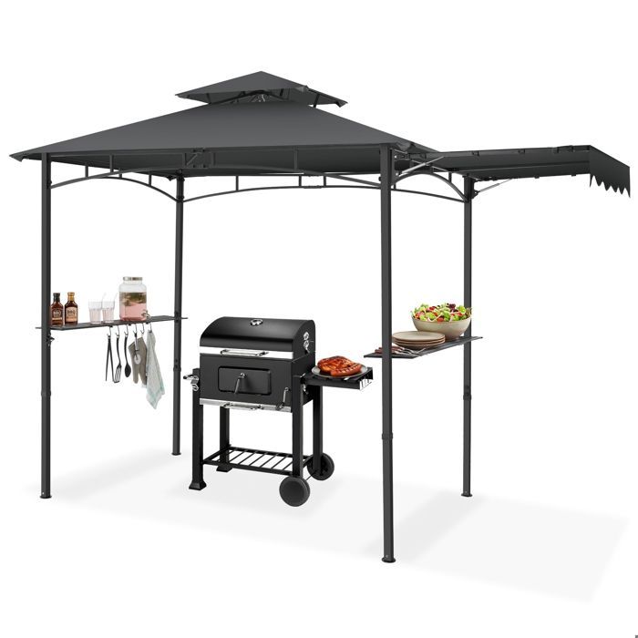 TECTAKE - pavillon barbecue - Maracaibo auvent anti-vent résistant intempéries - en couleur anthracite