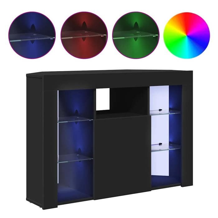 Cabinet TV - Noir - Meuble TV pour Télévision - 1 PC - LED dAngle Noir 100x40x68cm Bois dingénierie T2268