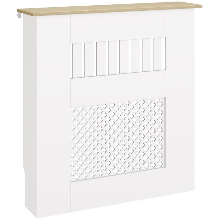 Couvercle de radiateur - HOMCOM - moderne à lattes avec détails croisés étagère supérieure - bois - 78 x 19 x 81 cm - Blanc