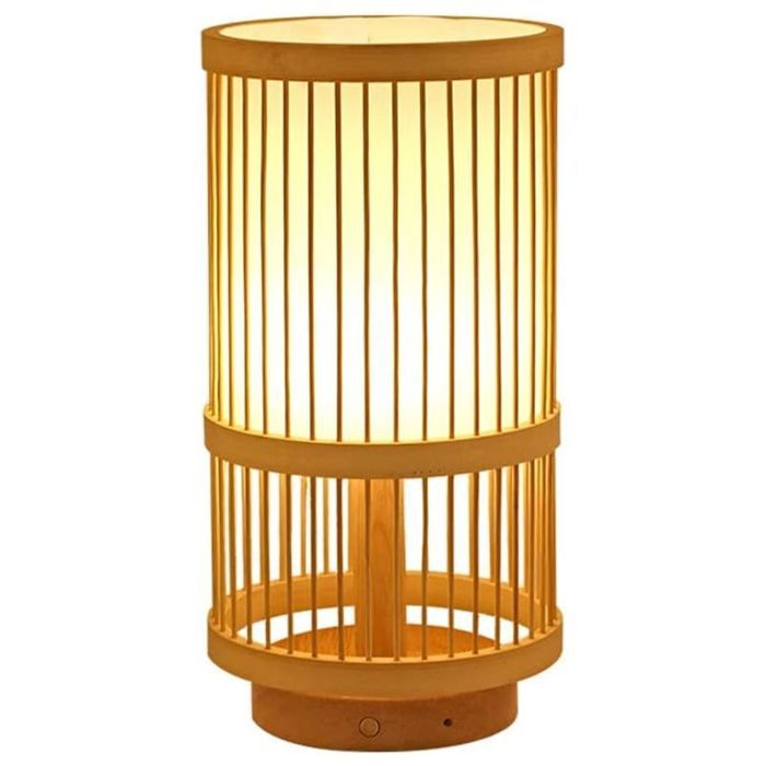Lampe de chevet - PZCC - Tressée (design japonais) - 16 x 28 cm - Osier naturel - À poser