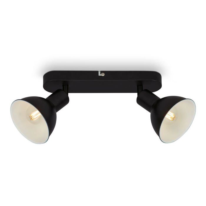 Lampe de plafond rétro luminaire de plafond rétro à 2 lampes spot de plafond E14 réglable Noir-Blanc 270 x 140 x 60 mm Noir/