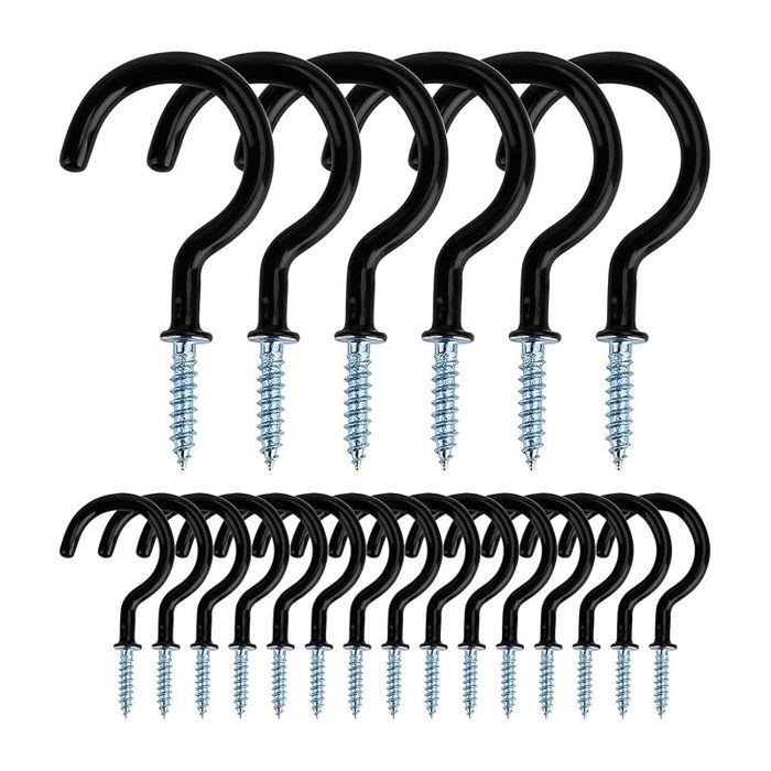 Crochets à Visser Métal – 20 pcs Idéal Intérieur/Extérieur pour Suspendre Tasses Pots Lumières et Cordes
