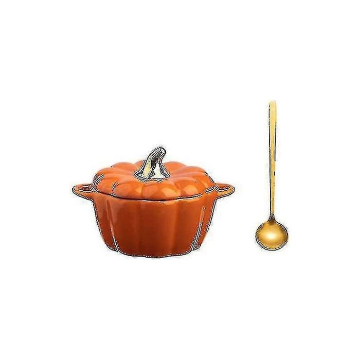 Casserole à citrouille - Revêtement antiadhésif Cuillère incluse - Convient à tous types de feux - Orange