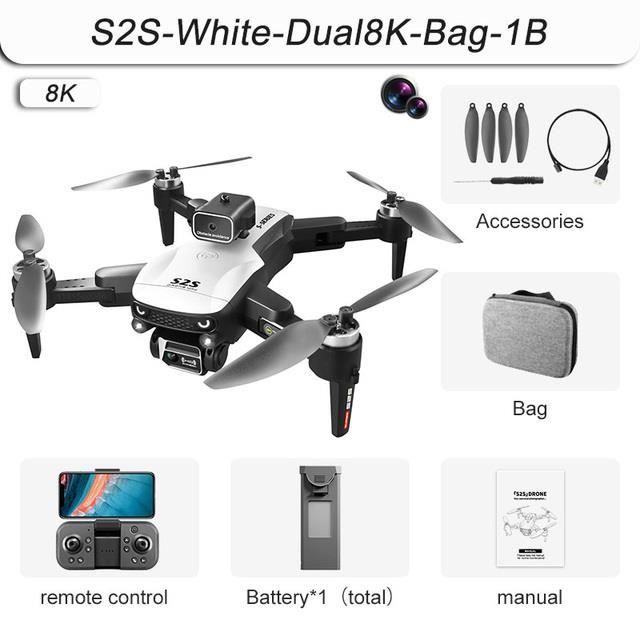 Blanc Double 8K 1B-Drone professionnel avec moteur sans balais,  télécommande ultra longue portée, Façades, A