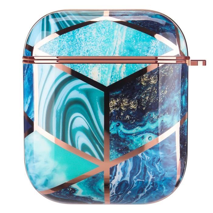 Coque AirPods Motif Marbre Gris - Pour 1ère Et 2ème Génération, Protection 360° | Neuf Avec Clip