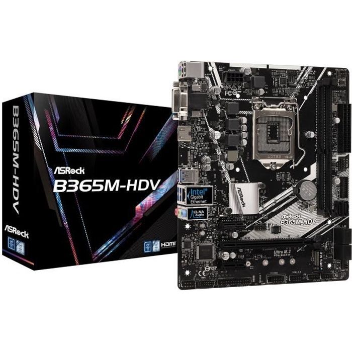 ASRock B365M-HDV - Carte mère micro-ATX Socket 1151 Intel B365 Express - 2x DDR4 - SATA 6Gb/s + M.2 - USB 3.0 - PCI-Express 3.0 16x - Asrock