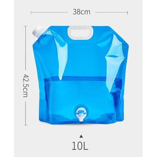 Réservoir d'eau pliable 2 pièces 20 L avec robinet, qualité alimentaire, cube de