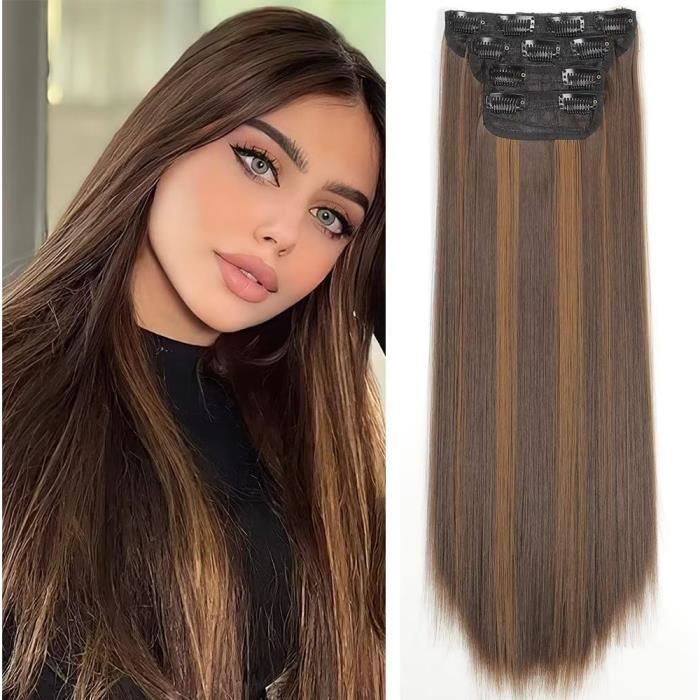 Clip In Hair Extension 4Pcs Set Extensions Cheveux Clips Morceaux De Cheveux Pour Femmes Fibres De Cheveux Synthetiques x3688 Cdiscount Au quotidien