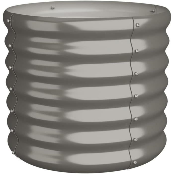 Lit Surélevé Jardin Acier Galvanisé - 100x100x36 Cm - Couleur Anthracite - Pour Terrasse, Balcon - 7