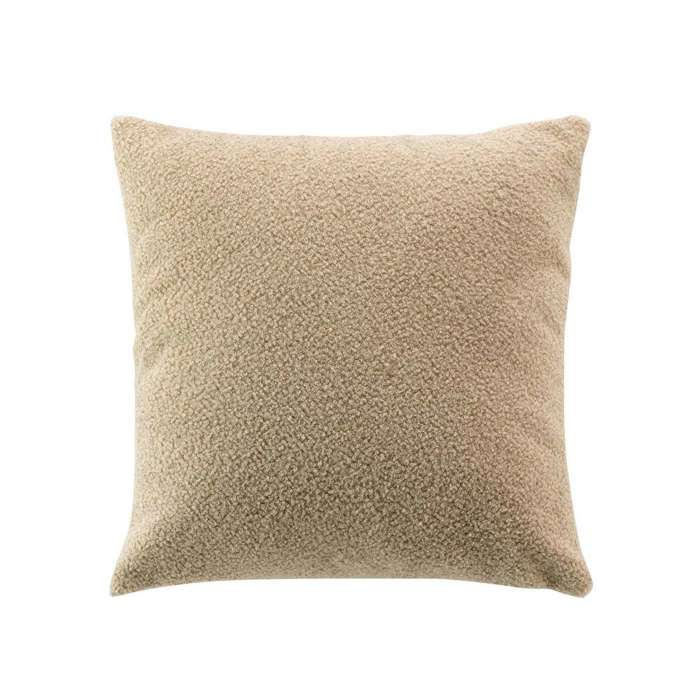 Douceur dintérieur - Coussin déhoussable en bouclette unie BELI - 45 x 45 cm - Beige