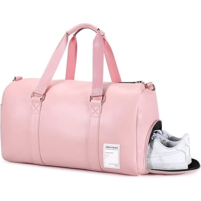 Sac De Sport En Cuir Femme Avec Compartiment Chaussures 37L Rosa Sac De Voyage Pour Femme Sac De Weekend Avec Bandouliere u299