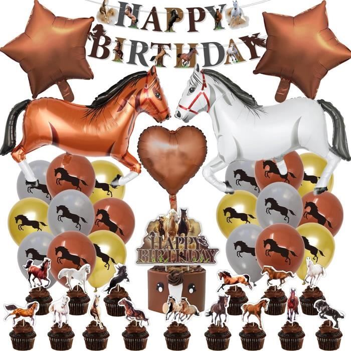 Lot de 24 décorations de gâteau d'anniversaire en forme de chevaux - Décoration de gâteau pour fête sur le thème des courses de chevaux Lot de 24 décorations de gâteau d'anniversaire en forme de chevaux - Décoration de gâteau pour fête sur le thème des courses de chevaux