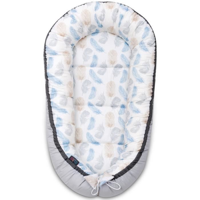 Lajlo Cocon Pour Bebe Reducteur De Lit Bebe Lavable Tissus Et Garnissage Oeko Tex 60 X 105 Cm Plume Bleue Cdiscount Puericulture Eveil Bebe