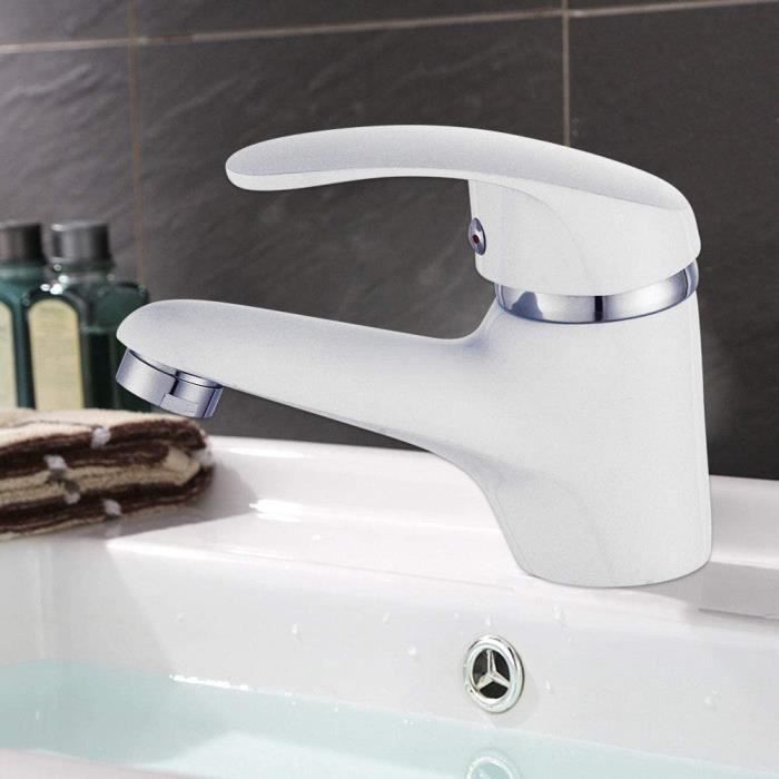 Robinet De Lavabo Blanc Et Or 24 Carats – Mitigeur à Levier Unique, Magna, Fabrication Allemande