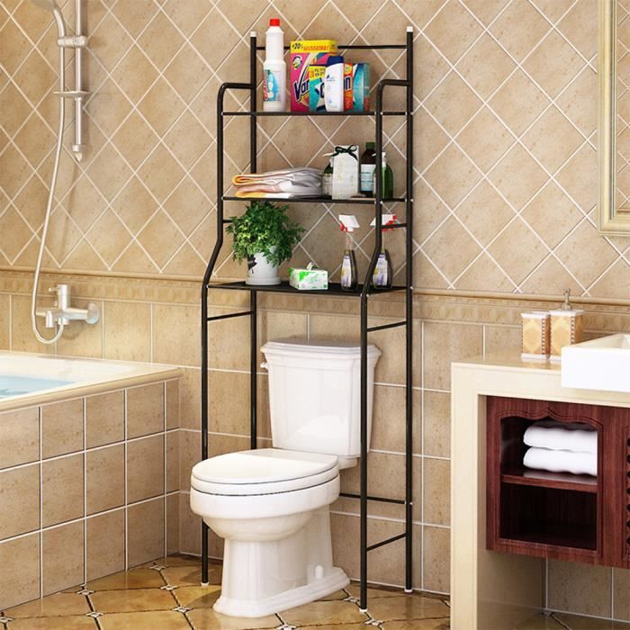 tag re pour dessus WC Noir en acier MISS L. 55 x l. 26 x H
