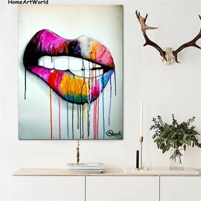 Selflessly Pop Art Toile Peinture Abstrait Colore Sexy Levres Mur Art Imprimer Affiche Rue Graffiti Art Peinture Sans Cadre Achat Vente Objet Decoration Murale Cdiscount
