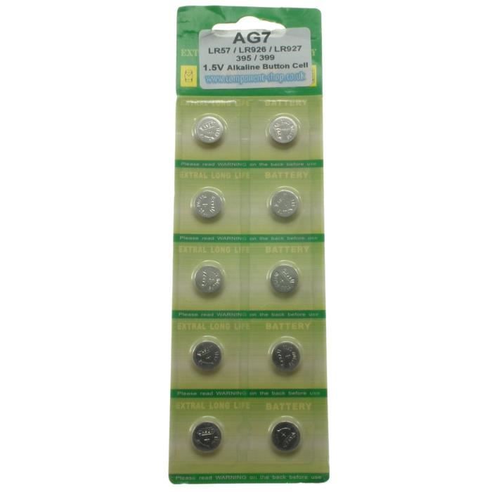 AG7 (LR57, LR926, LR927, 395, 399) 1.5V Alkaline Pack de piles bouton ...