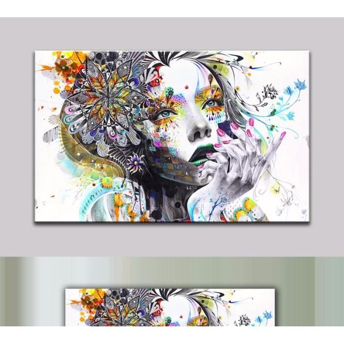 Moderne Mur Art Fille Avec Des Fleurs Sans Cadre Peinture Sur Toile Pour La  Maison Chambre Art Décoration(pas étiré pas encadré) - Achat / Vente  tableau - toile - Cdiscount