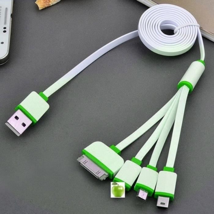 4 en 1 Câble USB Multi Chargeur Pour Mobile Universel iPhone Android VERT Cdiscount Téléphonie