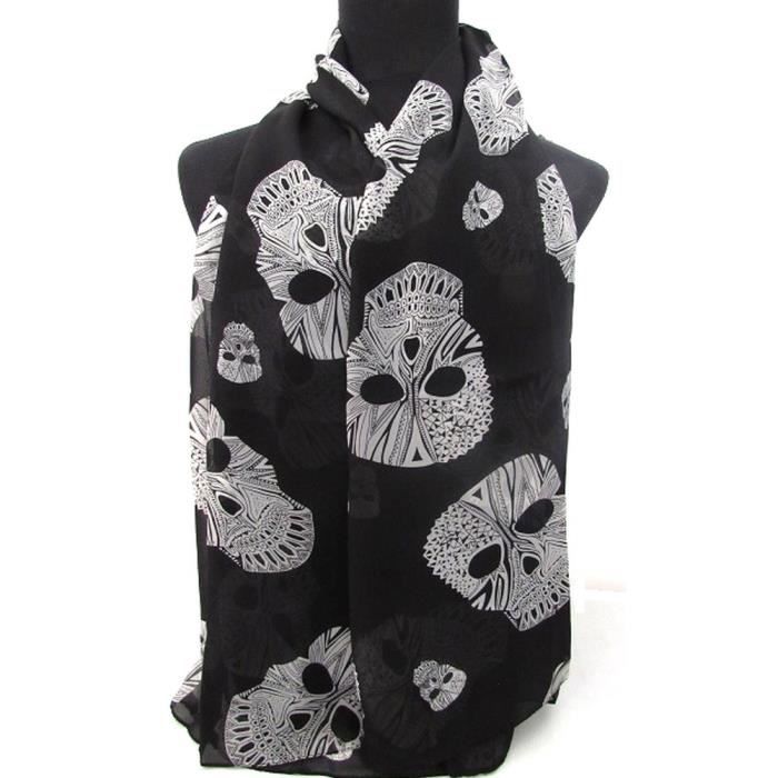 Foulard Tête De Mort Mil-Tec 100% Coton - Shemagh/Keffieh Multifonction - Noir Motif Crâne - Neuf Avec étiquettes